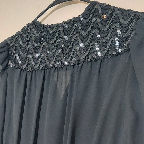 Vintage JT Dress Sequins Shoulders Blouson Dress Size 12 - Picture 8 of 8